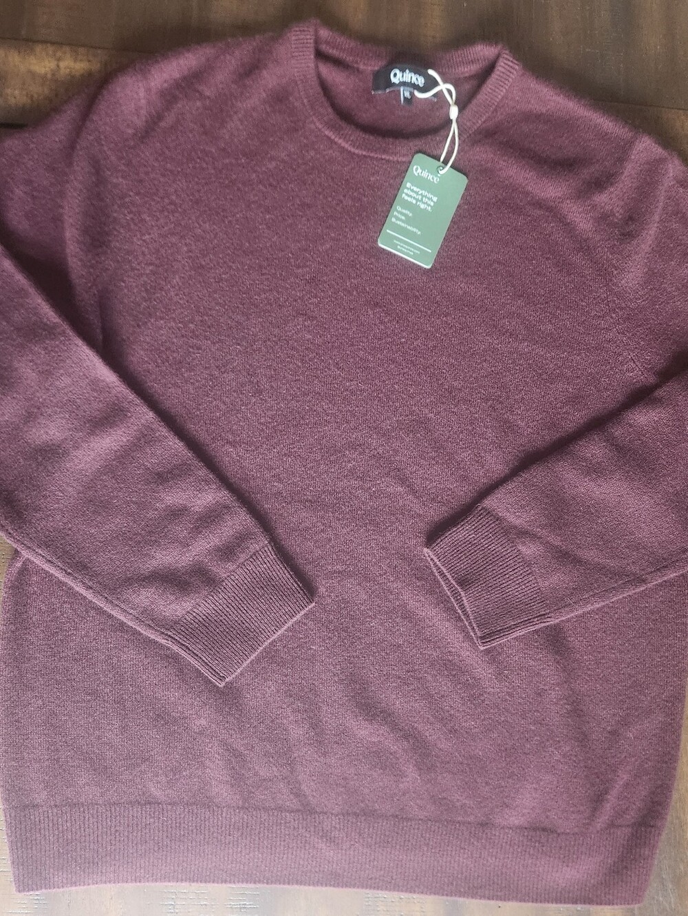 New Quince Men's Cashmere Crewneck Sweater in Deep Wine XL